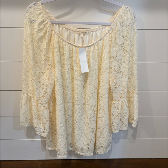 joie de Tops - NWT Cream Lace Off-Shoulder Women's Top Plus Size 1X BoHo Indie Western
